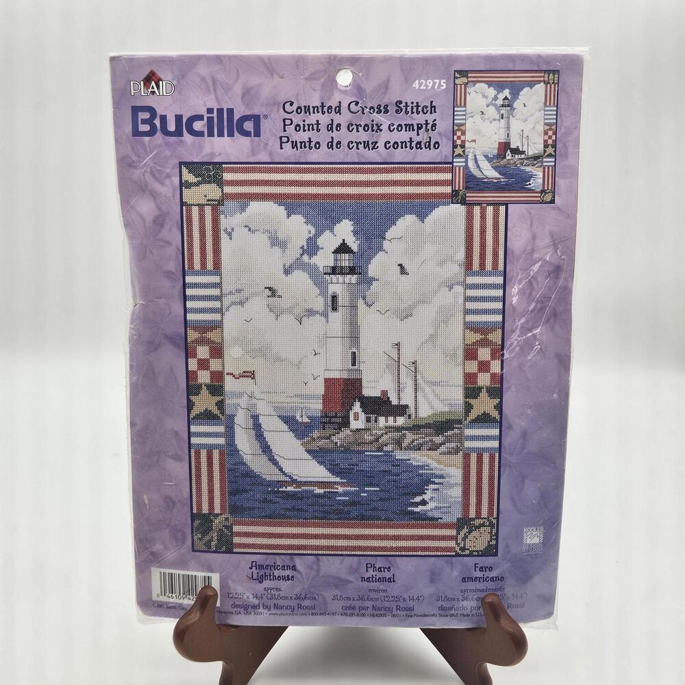 Bucilla Americana Lighthouse Counted Cross Stitch Kit 42975 New  12.25"×14.4"